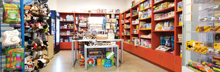 interior view of shop, shelves, inventory